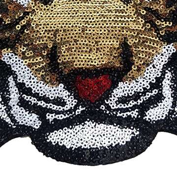 Locomo Large Sequin Tiger Head Patch for DIY Clothing