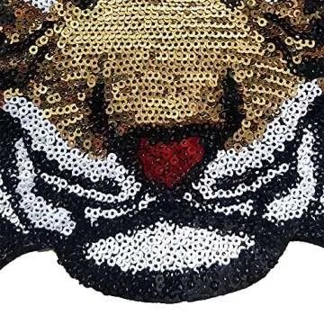 Locomo Large Sequin Tiger Head Patch for DIY Clothing