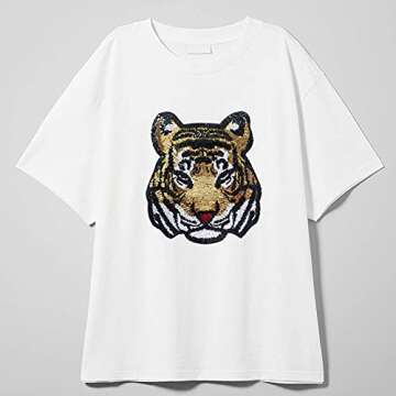 Locomo Large Sequin Tiger Head Patch for DIY Clothing