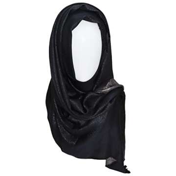 Gragengs Women's Sparkling Metallic Pashmina Shawls and Wraps Long Party Scarf Solid Color Two Tone,Black/Silver