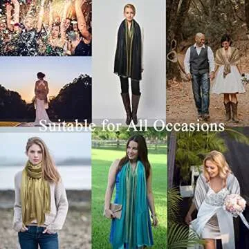 Gragengs Women's Sparkling Metallic Pashmina Shawls and Wraps Long Party Scarf Solid Color Two Tone,Black/Silver