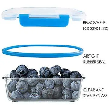 C CREST [5-Pack] Glass Lunch Box, Meal Prep Glass Containers with Lids, Glass Food Storage Containers, 34 OZ