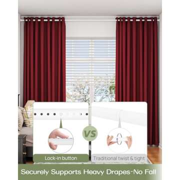 ALLZONE Heavy Duty Tension Curtain Rod for Windows, 83 to 123 Inches, Room Divider Adjustable Pole f...