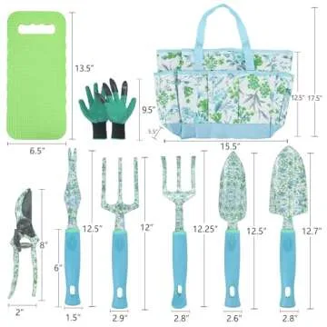 Garden Tool Set 9 Piece Aluminum Alloy Gardening Hand Tools Kit Gift for Women & Parent Gardening Su...