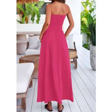PRETTYGARDEN Women's 2025 Summer Strapless Maxi Dresses Patchwork Long Flowy Elegant Going Out Tube ...