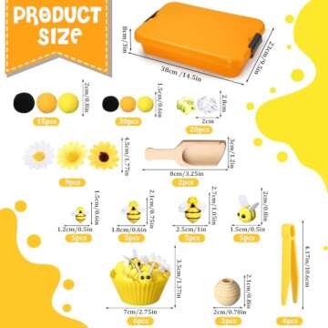 Seenelling Bee Sensory Bin Filler, Boys Girls Early Education and Sorting Counting Training Developm...