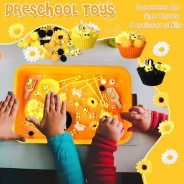 Seenelling Bee Sensory Bin Filler, Boys Girls Early Education and Sorting Counting Training Development, Bee Themed Counting Toys, Sensory Toys, Boys and Girls Can Play