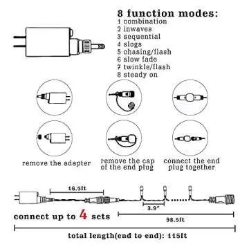 DAZZLE BRIGHT Christmas 300 LED String Lights, 100FT Connectable String Lights with 8 Lighting Modes, Xmas Vintage Decorations for Indoor Outdoor Party Supplies Yard Garden Decor (Green)