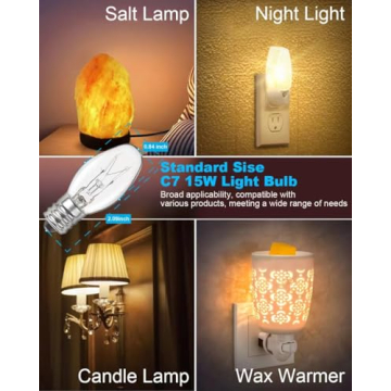 OuuKoo 15 Watt C7 Salt Lamp Bulbs - Replace Wax Warmers