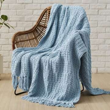 Bedsure Throw Blankets for Couch - Textured Knit Woven Chenille Blanket - Super Soft, Warm Decorativ...