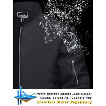 TACVASEN Men's Bomber Jacket Lightweight Casual Spring Fall Windbreaker Zip Up Coat with Pocket
