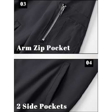 TACVASEN Men's Bomber Jacket Lightweight Casual Spring Fall Windbreaker Zip Up Coat with Pocket