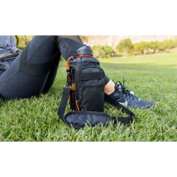 Mindful Ventures Water Bottle Holder - Insulated Water Bottle Carrier/Sling w/Adjustable Shoulder Strap | Pocket for Phone, Accessories | Up to 40oz | Great for Hydro Flask Walking Hiking