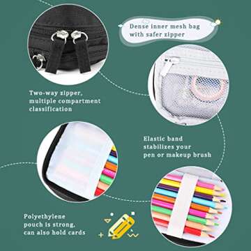 iSuperb Standing Pencil Case 2 Compartments Pencil Pouch Magnetic Mobile Phone Holder Bracket Pen Bag Large Capacity Phone Pouch College Stationery Organizer Storage for Kids Boys Girls