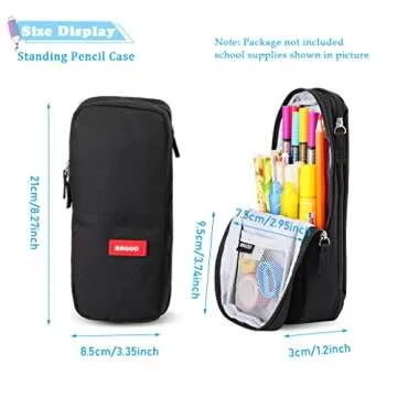 iSuperb Standing Pencil Case 2 Compartments Pencil Pouch Magnetic Mobile Phone Holder Bracket Pen Bag Large Capacity Phone Pouch College Stationery Organizer Storage for Kids Boys Girls