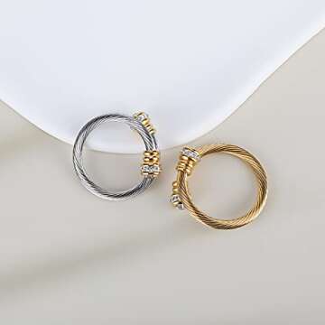 FOCUSTEEL Adjustable Cuff Pearl Ring for All Sizes