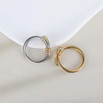 FOCUSTEEL Adjustable Cuff Pearl Ring for All Sizes