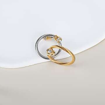 FOCUSTEEL Adjustable Cuff Pearl Ring for All Sizes