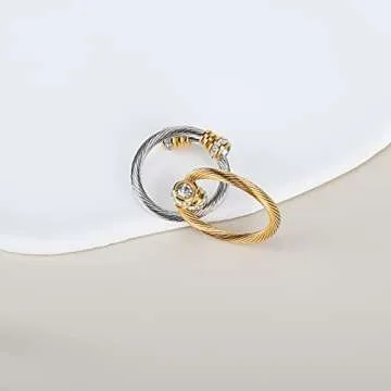 FOCUSTEEL Adjustable Cuff Pearl Ring for All Sizes