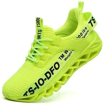 FRSHANIAH Sneakers for Men Slip On Casual Sport Running Shoes Athletic Tennis Walking Shoes Breathable Fashion Gym Runner Jogging Shoes Green Size 8.5