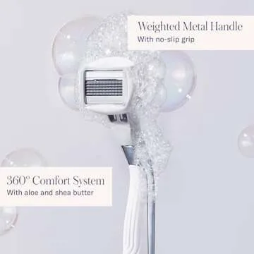 Flamingo Razors for Women, 1 Women's Razor Handle (Chrome), 5 Blade Razor for Women with Aloe and Shea Butter Glide Strips