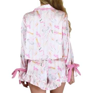 Alyweatry Women Christmas 2 Piece Pajama Set Cute Print Long Sleeve Button Down Shirt Elastic Shorts...