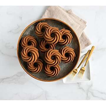 Nordic Ware Heritage Bundtlette Cakes, One Size, Gold