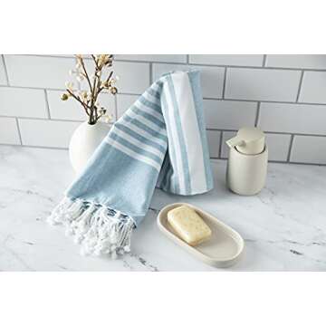 Turkish Beach Towels of Organic Cotton - Oversized Sand Free Beach Towels - Lightweight and Quickdry Beach Towels Perfect for Travel & Packing - Prewashed Boho Beach Towel - Navy Beach Towel (71"x37")