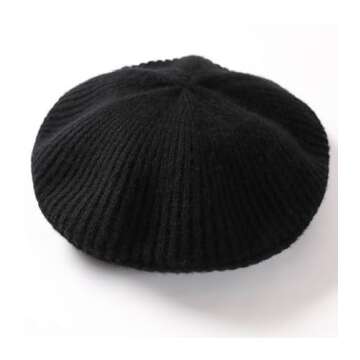 Ailaile Cashmere Berets Hats Women Winter Warm Merino Wool Knitted Oversized Beige Beanie (Black)