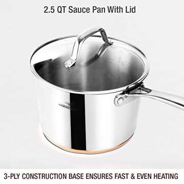 HOMICHEF Nickel Free 10-Piece Stainless Steel Cookware