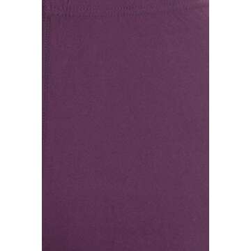Leggings Depot Womens 1" Waistband High Waisted Solid Leggings Pants (Full Length, Purple, One Size Plus)