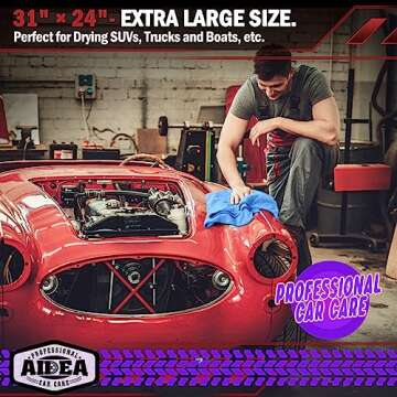 AIDEA Microfiber Towels for Cars-2PK, Large Professional Car Drying Towel, Scratch-Free, Strong Water Absorption Drying Towel for Cars, SUVs, RVs, Trucks, and Boats, 24inx 31in, Blue