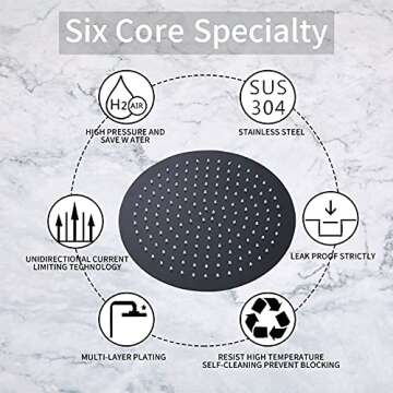 GGStudy 12 Inches Round Rain Shower head Large Stainless Steel High Pressure Shower Head,Ultra Thin Rainfall Bath Shower 1/2 Connection Oil Rubbed Bronze Black Shower Head