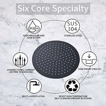 GGStudy 12 Inches Round Rain Shower head Large Stainless Steel High Pressure Shower Head,Ultra Thin Rainfall Bath Shower 1/2 Connection Oil Rubbed Bronze Black Shower Head