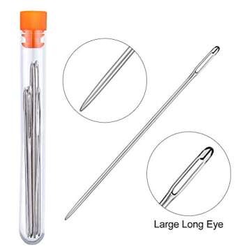 WONVOC Long Sewing Needles - 9 Pcs & 3 Sizes-4.9/5.9/6.9'' Stitching Needles, Hand Sewing Needles for Stitching and Crafting Projects, Carpet, Cushion, Curtain