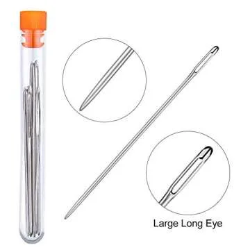 WONVOC Long Sewing Needles - 9 Pcs & 3 Sizes-4.9/5.9/6.9'' Stitching Needles, Hand Sewing Needles for Stitching and Crafting Projects, Carpet, Cushion, Curtain