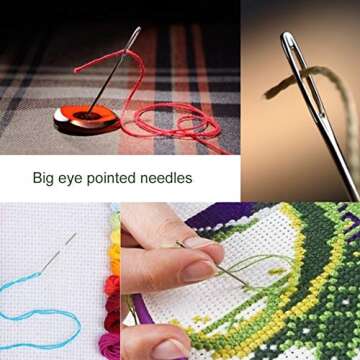 WONVOC Long Sewing Needles - 9 Pcs & 3 Sizes-4.9/5.9/6.9'' Stitching Needles, Hand Sewing Needles for Stitching and Crafting Projects, Carpet, Cushion, Curtain