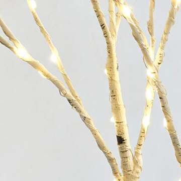 LITBLOOM Lighted White Twig Branches 32IN 100 LED with Timer Battery Operated, Artificial Tree Branc...