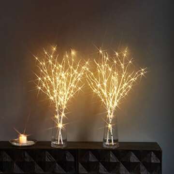 LITBLOOM Lighted White Twig Branches 32IN 100 LED with Timer Battery Operated, Artificial Tree Branch with Warm White Lights for Holiday Xmas Home Decoration Indoor Outdoor Decor