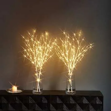 LITBLOOM Lighted White Twig Branches 32IN 100 LED with Timer Battery Operated, Artificial Tree Branch with Warm White Lights for Holiday Xmas Home Decoration Indoor Outdoor Decor
