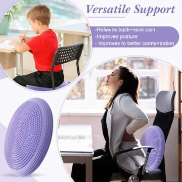 Libima Wobble Cushion Wiggle Seat for Sensory Kids, Flexible Seating for Classroom Elementary, Balance Disc with Pump for Office School Home(Lavender Color)