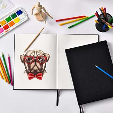 Hardcover Sketch Book 9" x 12", Sketchbook Drawing Pads, 160GSM Thick Smooth Sketching Paper 46 Sheets/92 Pages, Micro-Perforated Pages