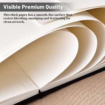 Hardcover Sketch Book 9" x 12", Sketchbook Drawing Pads, 160GSM Thick Smooth Sketching Paper 46 Sheets/92 Pages, Micro-Perforated Pages