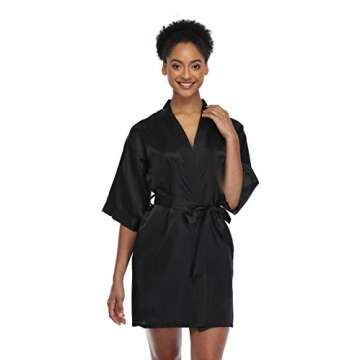 Feelia Pure Short Silky Robes - Elegant Satin Bathrobe for Bridesmaids