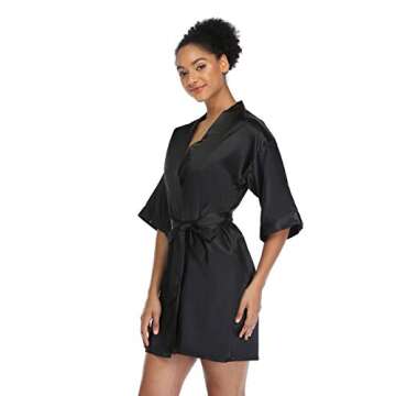 Feelia Short Silky Robes for Women - Elegant Satin Robe