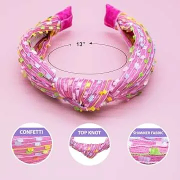 FROG SAC Confetti Knotted Headband for Girls Stylish and Fun