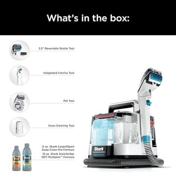 Shark PX201 StainStriker Portable Carpet & Upholstery Cleaner, Spot, Stain, & Odor Eliminator, 3 Attachments, Perfect for Pets, Carpet, Area Rugs, Couches, Upholstery, Cars & More, White (Renewed)