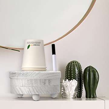 Cup Holder Wooden Cup Holder with Marker Slot Cup Dispenser Party Round Cup Organizer for Party Deco...