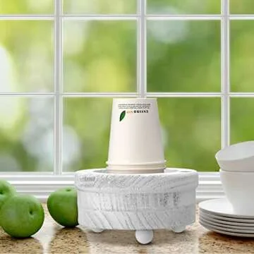 Cup Holder Wooden Cup Holder with Marker Slot Cup Dispenser Party Round Cup Organizer for Party Decoration Bathroom Kitchen Showers Picnic Housewarming Couples Gift Social Gathering