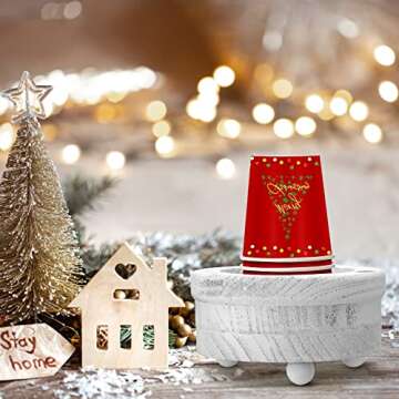 Cup Holder Wooden Cup Holder with Marker Slot Cup Dispenser Party Round Cup Organizer for Party Decoration Bathroom Kitchen Showers Picnic Housewarming Couples Gift Social Gathering